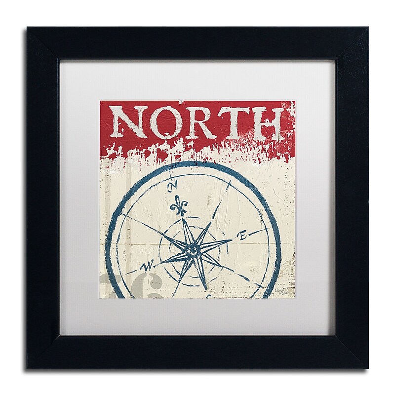 Trademark Fine Art WAP0136-B1111MF "Nautical I Red" by Wellington Studio 11" x 11" FRM Art, WHT MTD image 1