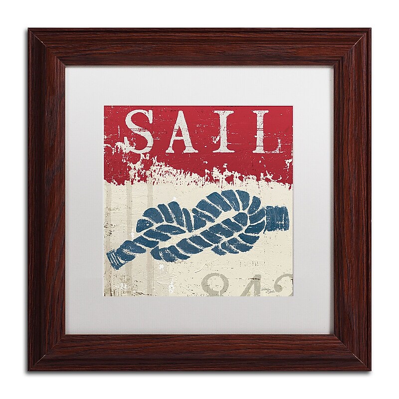 Trademark Fine Art WAP0138-W1111MF Nautical III Red by Wellington Studio 11x11 FRM Art, WHT MTD image 1