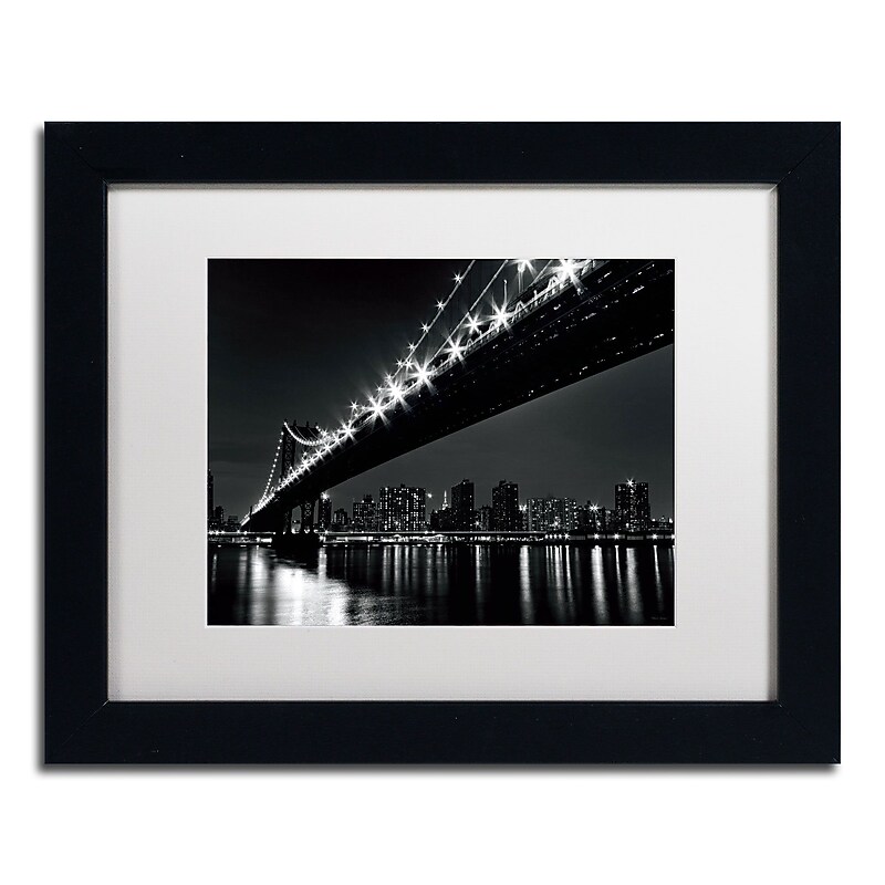 Trademark Fine Art WAP0113-B1114MF Manhattan Bridge by Katherine Gendreau 11x14 FRM Art, WHT MTD image 1