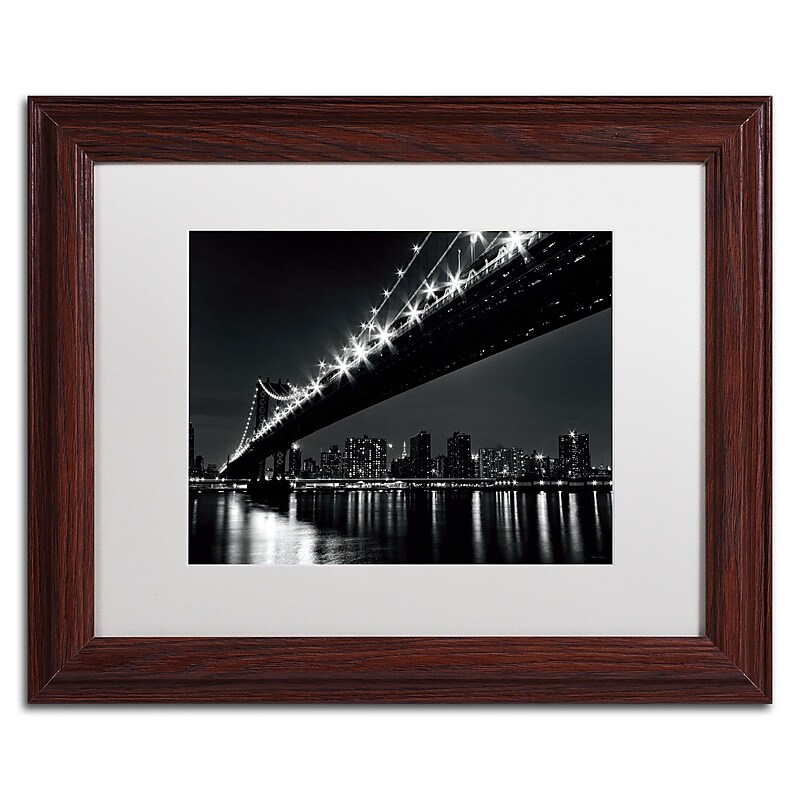 Trademark Fine Art WAP0113-W1114MF Manhattan Bridge by Katherine Gendreau 11x14 FRM Art, WHT MTD image 1