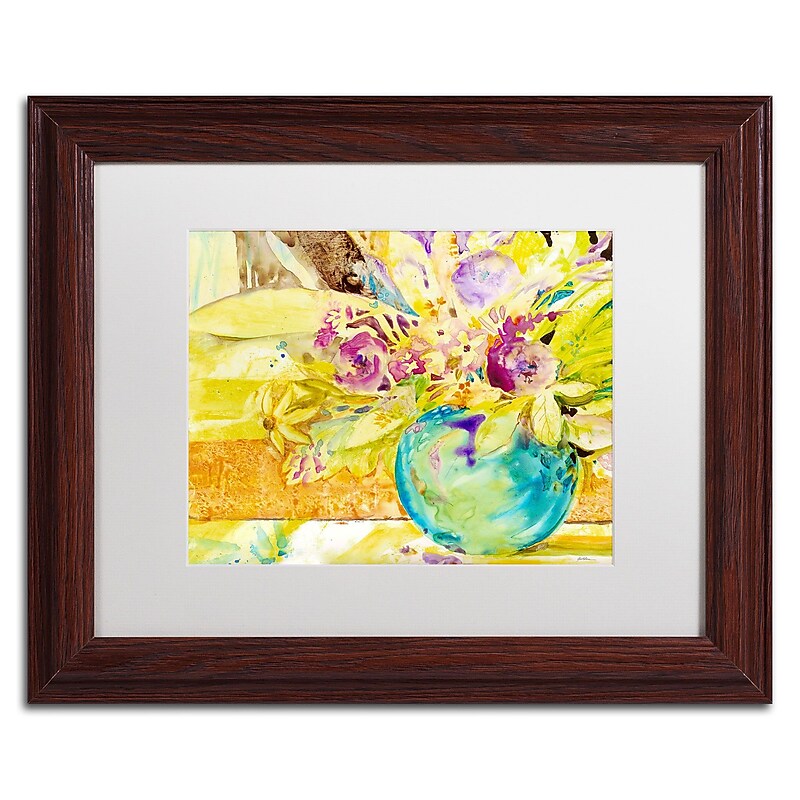 Trademark Fine Art SG5695-W1114MF "The Aqua Vase" by Sheila Golden 11" x 14" Framed Art, WHT MTD image 1