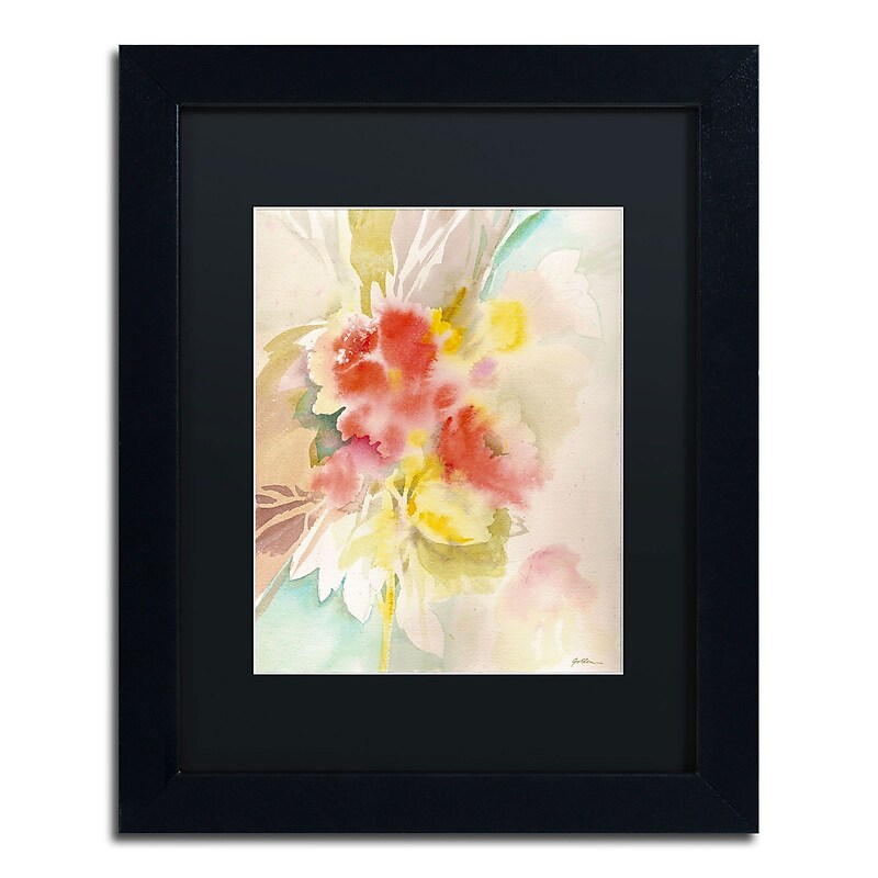 Trademark Fine Art SG5698-B1114BMF "Red Flower Shadows" by Sheila Golden 14" x 11" FRM Art, BLK MTD image 1
