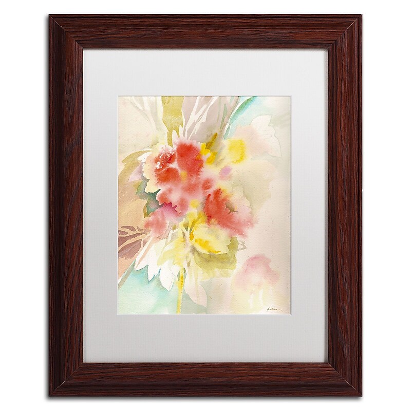 Trademark Fine Art SG5698-W1114MF "Red Flower Shadows" by Sheila Golden 14" x 11" FRM Art, WHT MTD image 1