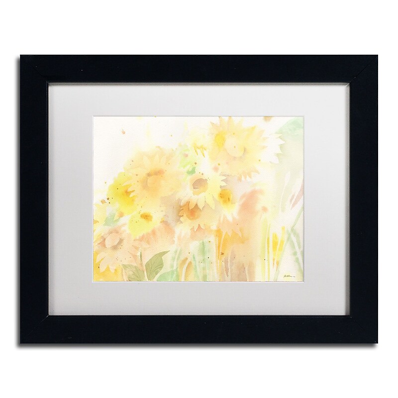 Trademark Fine Art SG5713-B1114MF "Amid Sunflowers" by Sheila Golden 11" x 14" Framed Art, WHT MTD image 1