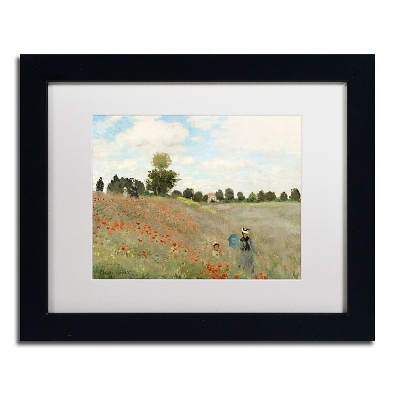 Trademark Fine Art Wild Poppies Near Argenteuil by Claude Monet 11x14 FRM Art, WHT MTD (BL0082-B1114MF) image 1