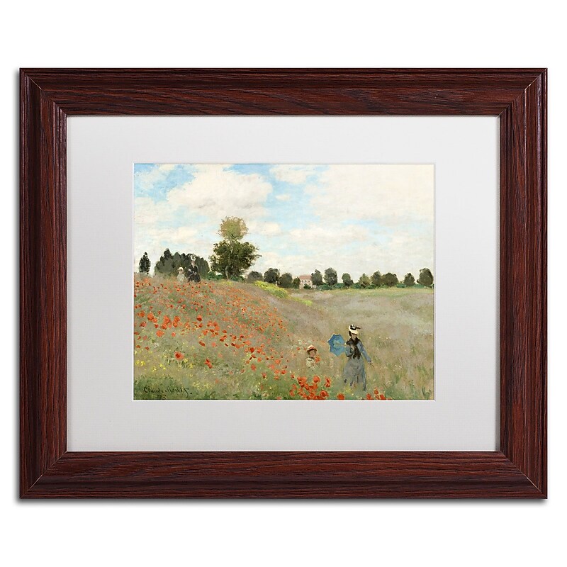 Trademark Fine Art Wild Poppies Near Argenteuil by Claude Monet 11x14 FRM Art, WHT MTD (BL0082-W1114MF) image 1