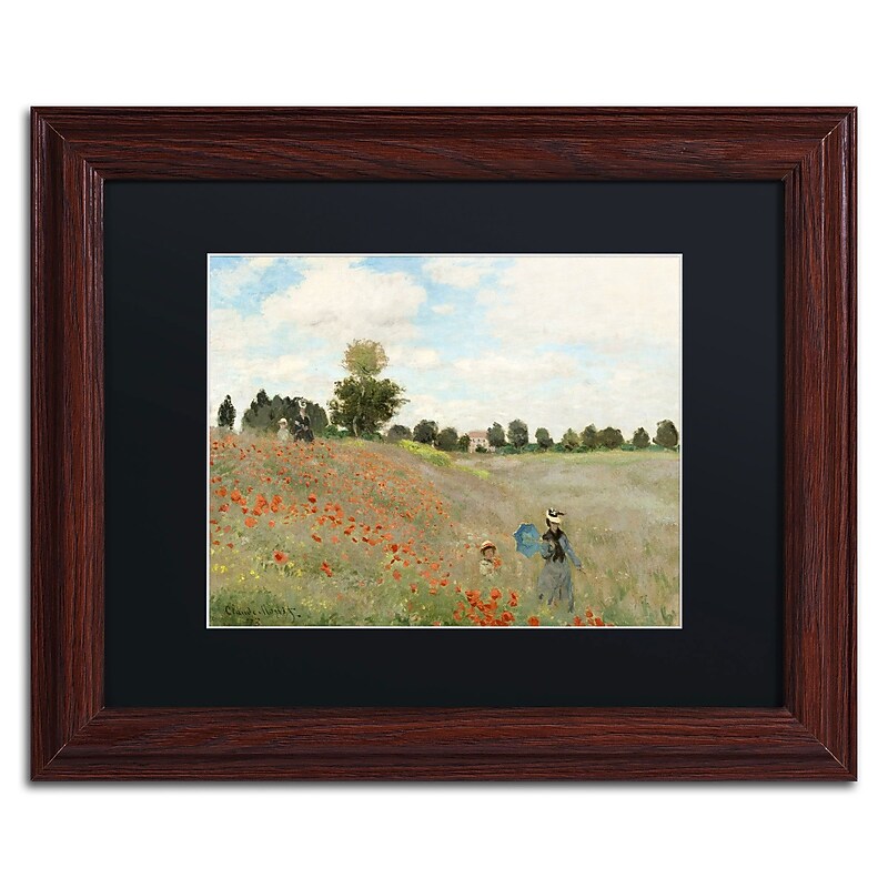 Trademark Fine Art Wild Poppies Near Argenteuil by Claude Monet 11x14 FRM Art, BLK MTD (BL0082-W1114BMF) image 1