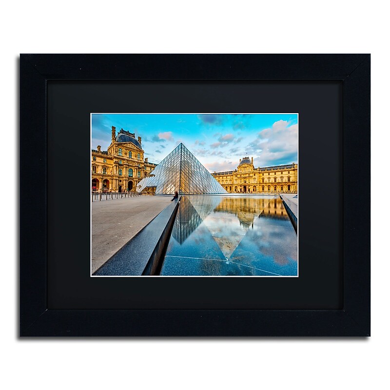 Trademark Fine Art RV0023-B1114BMF Symetrie' du Louvre by Mathieu Rivrin 11x14 FRM Art, BLK MTD image 1