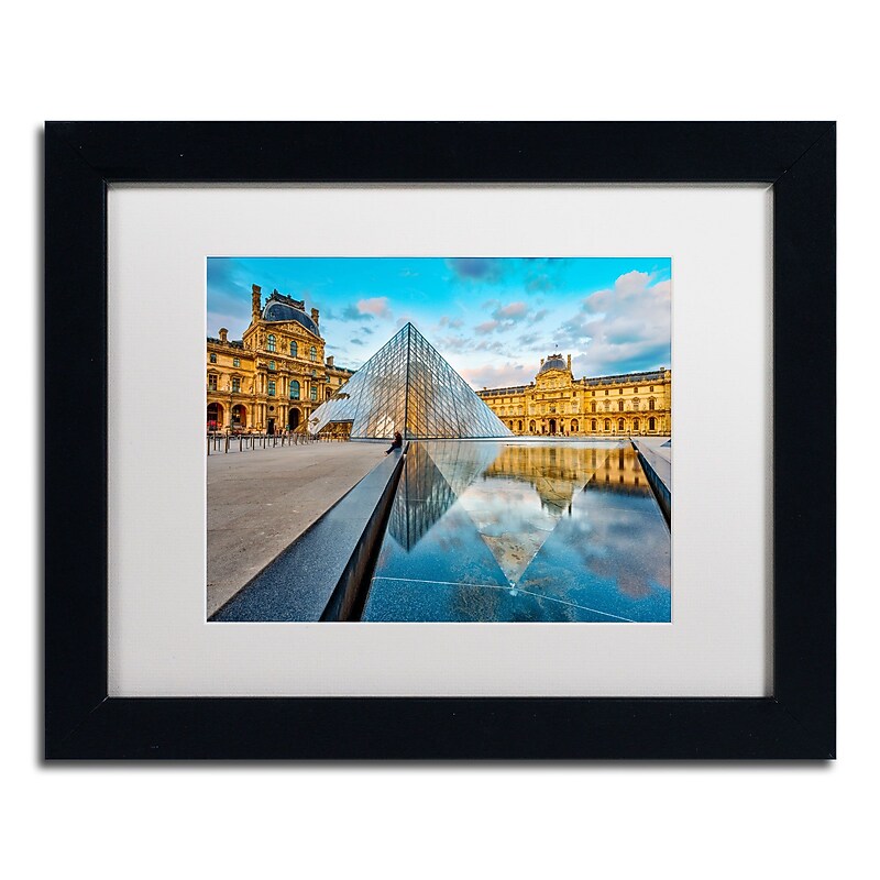 Trademark Fine Art RV0023-B1114MF "Symetrie du Louvre" by Mathieu Rivrin 11" x 14" FRM Art, WHT MTD image 1
