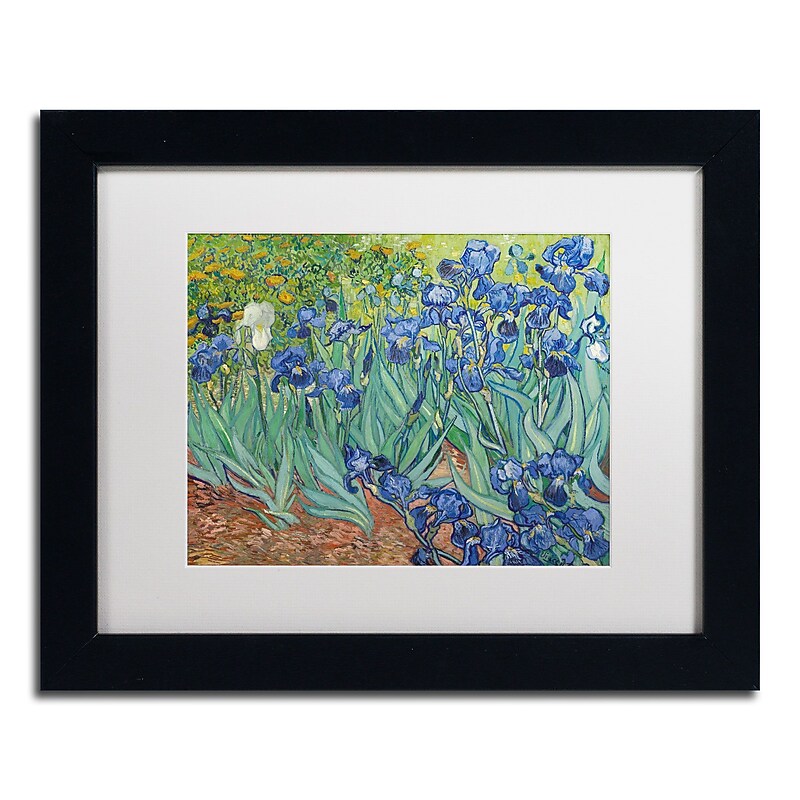 Trademark Fine Art BL0317-B1114MF "Irises, 1889" by Vincent van Gogh 11" x 14" Framed Art, WHT MTD image 1