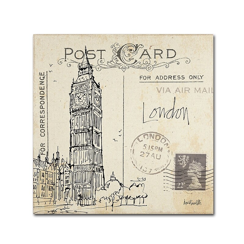 Trademark Fine Art WAP0091-C3535GG "Postcard Sketches II" by Anne Tavoletti 35" x 35" Frameless Art image 1
