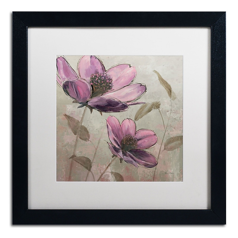 Trademark Fine Art WAP0106-B1616MF "Plum Floral II" by Emily Adams 16" x 16" Framed Art, WHT MTD image 1