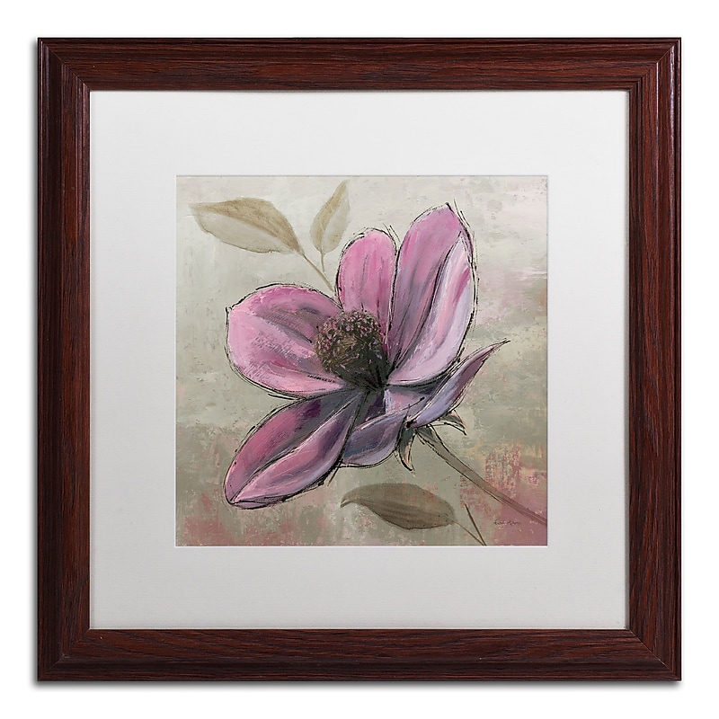Trademark Fine Art WAP0107-W1616MF "Plum Floral III" by Emily Adams 16" x 16" Framed Art, WHT MTD image 1