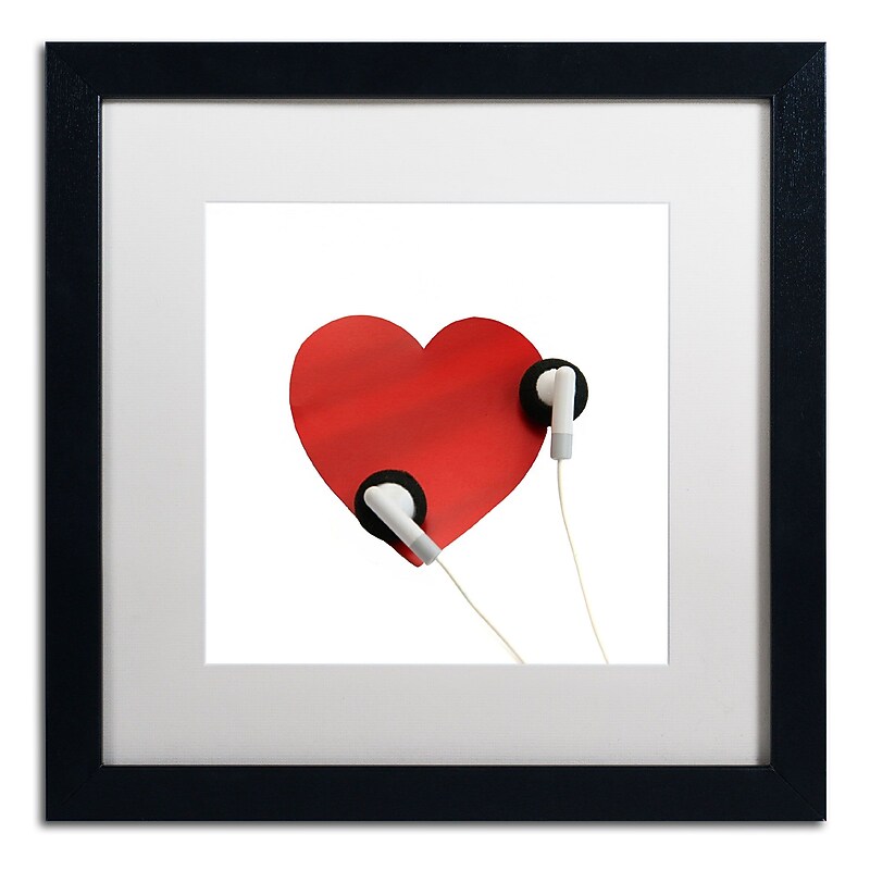 Trademark Fine Art Listen to Your Heart by Beata Czyzowska Young 16x16 FRM Art, WHT MTD image 1