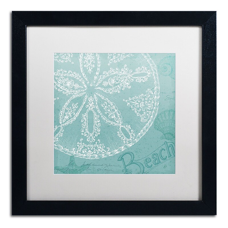 Trademark Fine Art WAP0098-B1616MF Aqua Treasure II by Daphne Brissonnet 16x16 FRM Art, WHT MTD image 1