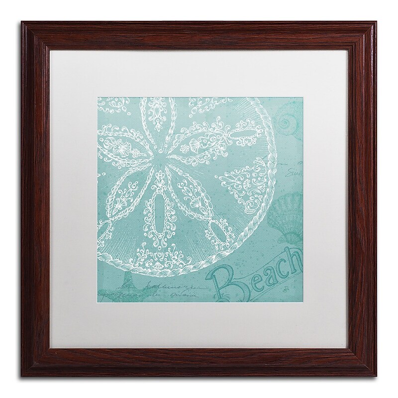 Trademark Fine Art WAP0098-W1616MF Aqua Treasure II by Daphne Brissonnet 16x16 FRM Art, WHT MTD image 1