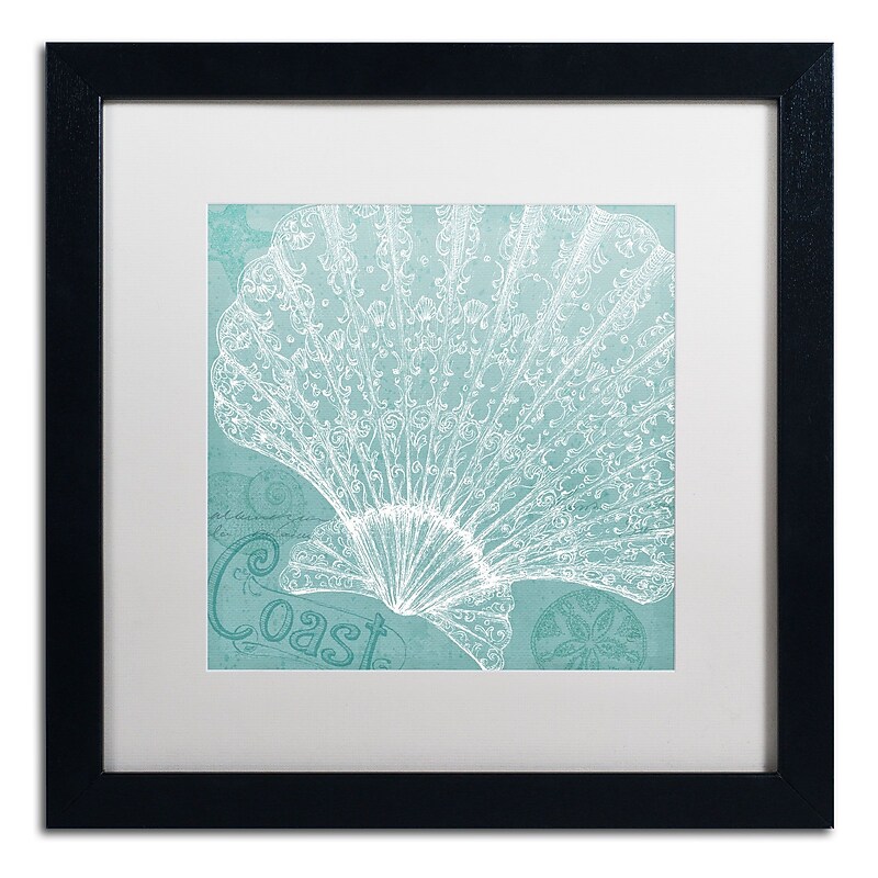 Trademark Fine Art WAP0099-B1616MF Aqua Treasure III by Daphne Brissonnet 16x16 FRM Art, WHT MTD image 1
