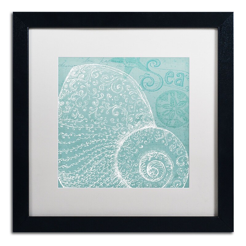 Trademark Fine Art WAP0100-B1616MF Aqua Treasure IV by Daphne Brissonnet 16x16 FRM Art, WHT MTD image 1
