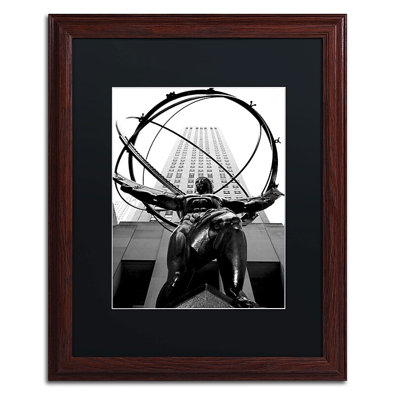 Trademark Fine Art MZ0253-W1620BMF "Atlas" by CATeyes 20" x 16" Framed Art, Black Matted image 1