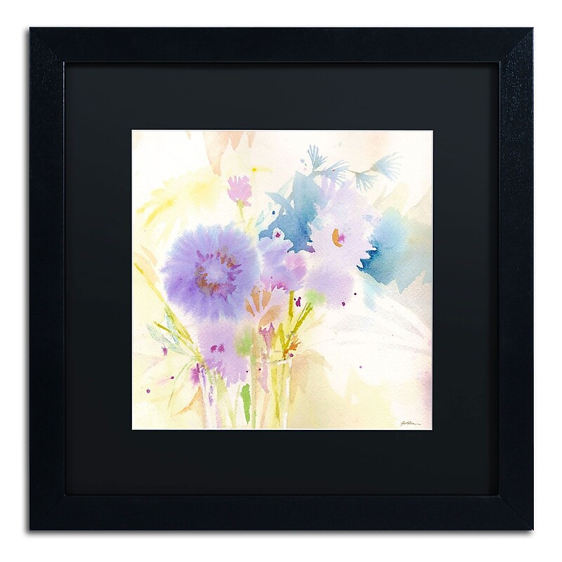 Trademark Fine Art SG5708-B1616BMF "Mixed Blue Bouquet" by Sheila Golden 16" x 16" FRM Art, BLK MTD image 1