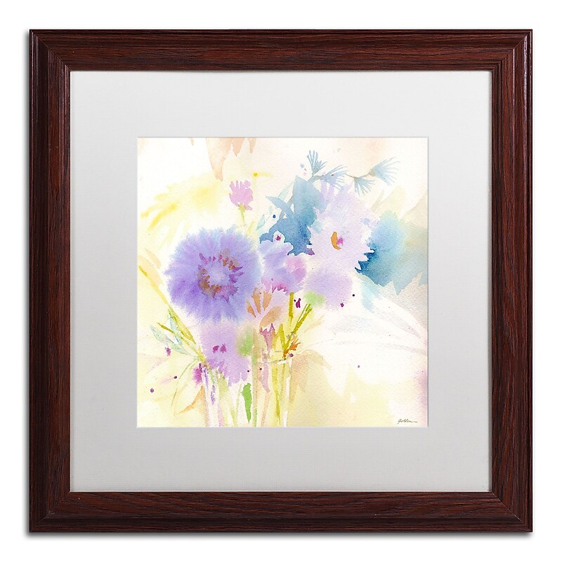 Trademark Fine Art SG5708-W1616MF "Mixed Blue Bouquet" by Sheila Golden 16" x 16" FRM Art, WHT MTD image 1