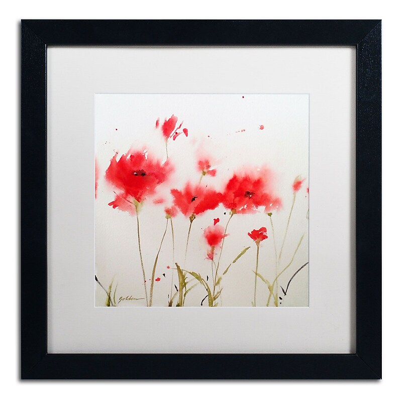 Trademark Fine Art SG5707-B1616MF "A Poppy Moment" by Sheila Golden 16" x 16" Framed Art, WHT MTD image 1