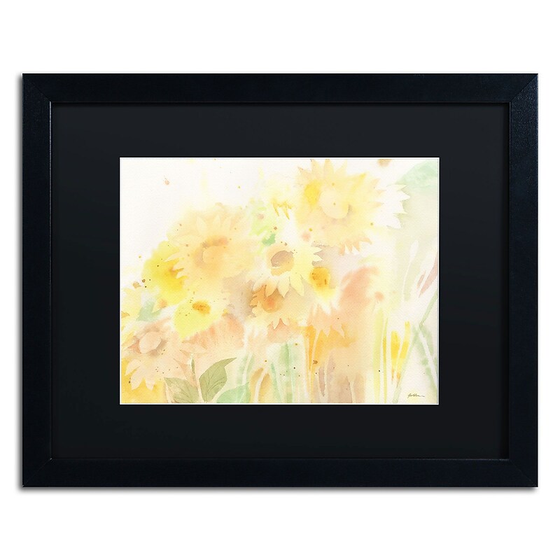 Trademark Fine Art SG5713-B1620BMF "Amid Sunflowers" by Sheila Golden 16" x 20" Framed Art, BLK MTD image 1
