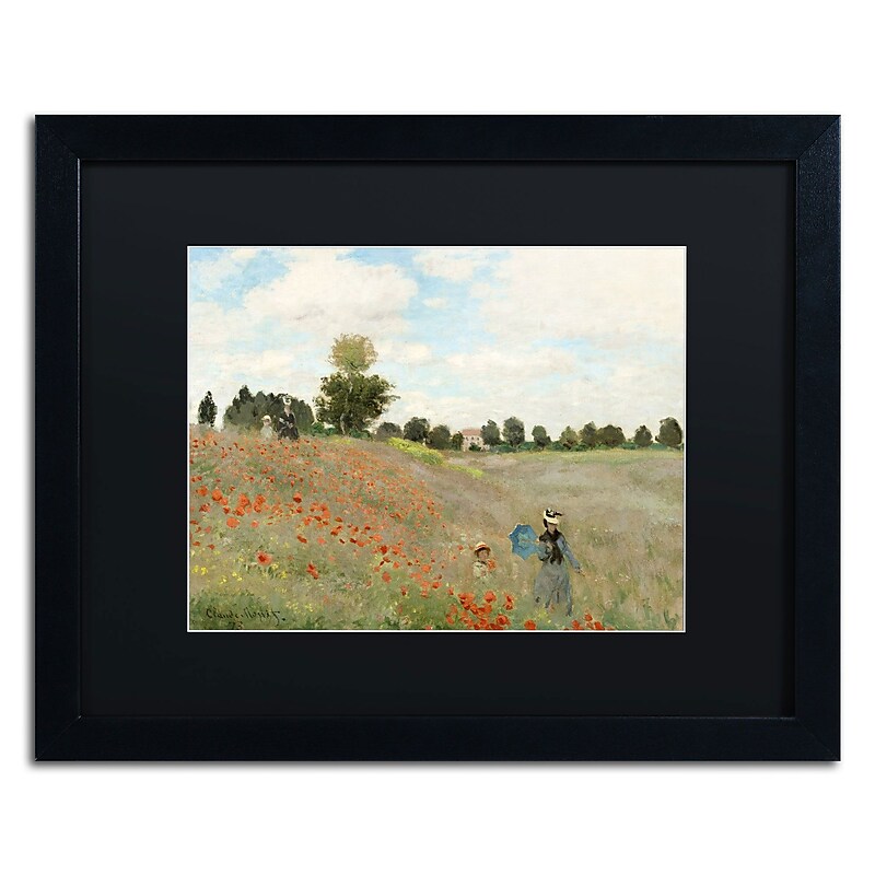 Trademark Fine Art Wild Poppies Near Argenteuil by Claude Monet 16x20 FRM Art, BLK MTD (BL0082-B1620BMF) image 1