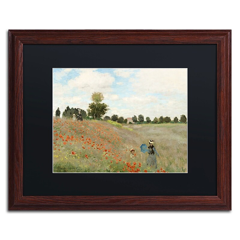 Trademark Fine Art Wild Poppies Near Argenteuil by Claude Monet 16x20 FRM Art, BLK MTD (BL0082-W1620BMF) image 1