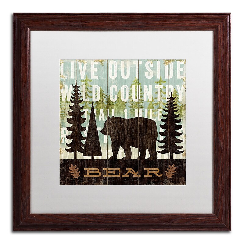 Trademark Fine Art WAP0120-W1616MF "Simple Living Bear" by Michael Mullan 16" x 16" FRM Art, WHT MTD image 1
