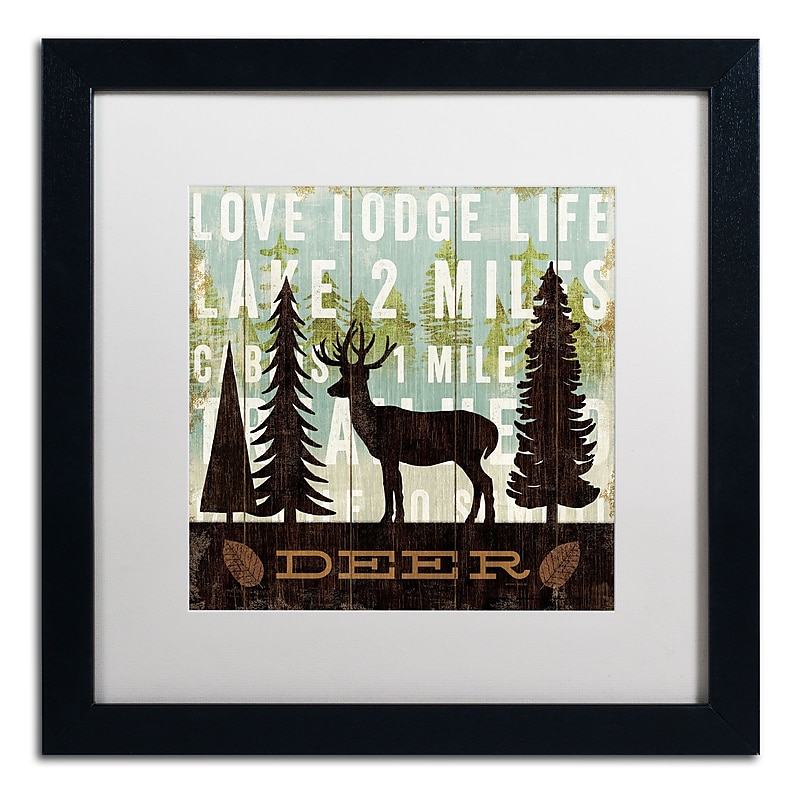 Trademark Fine Art WAP0122-B1616MF "Simple Living Deer" by Michael Mullan 16" x 16" FRM Art, WHT MTD image 1