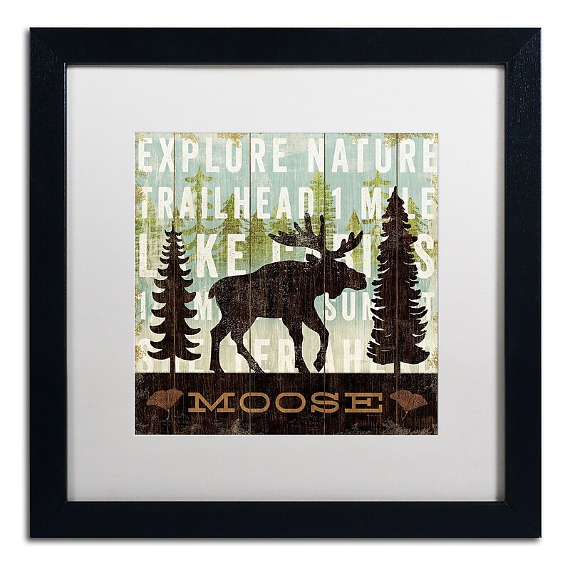Trademark Fine Art WAP0119-B1616MF Simple Living Moose by Michael Mullan 16x16 FRM Art, WHT MTD image 1