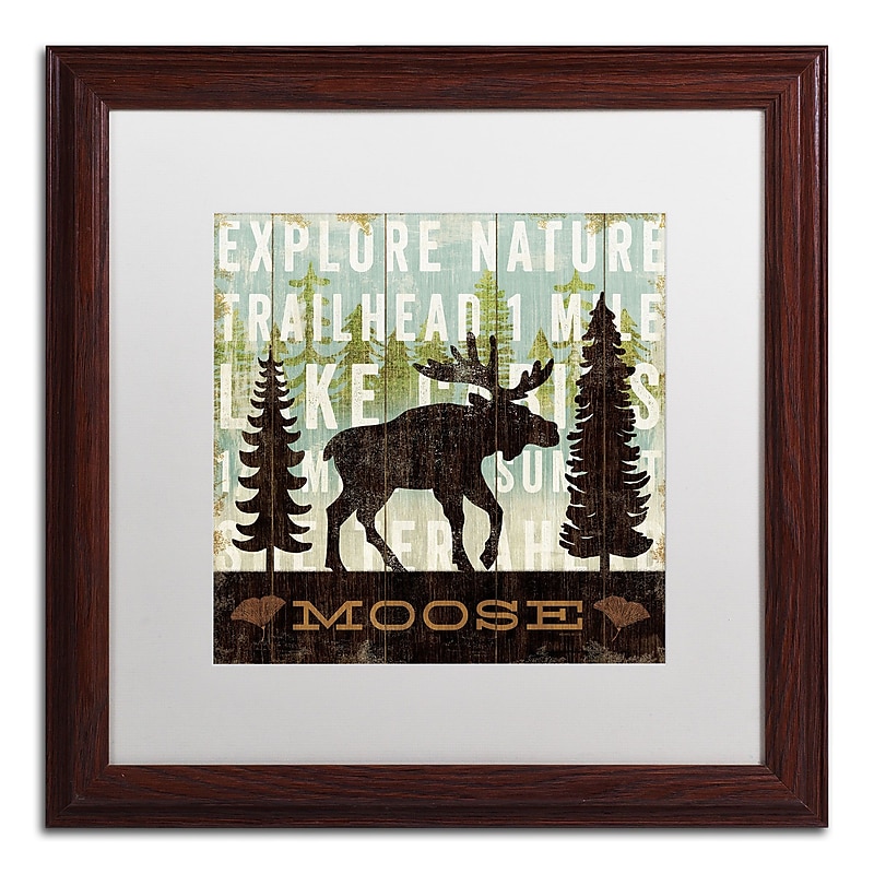 Trademark Fine Art WAP0119-W1616MF Simple Living Moose by Michael Mullan 16x16 FRM Art, WHT MTD image 1