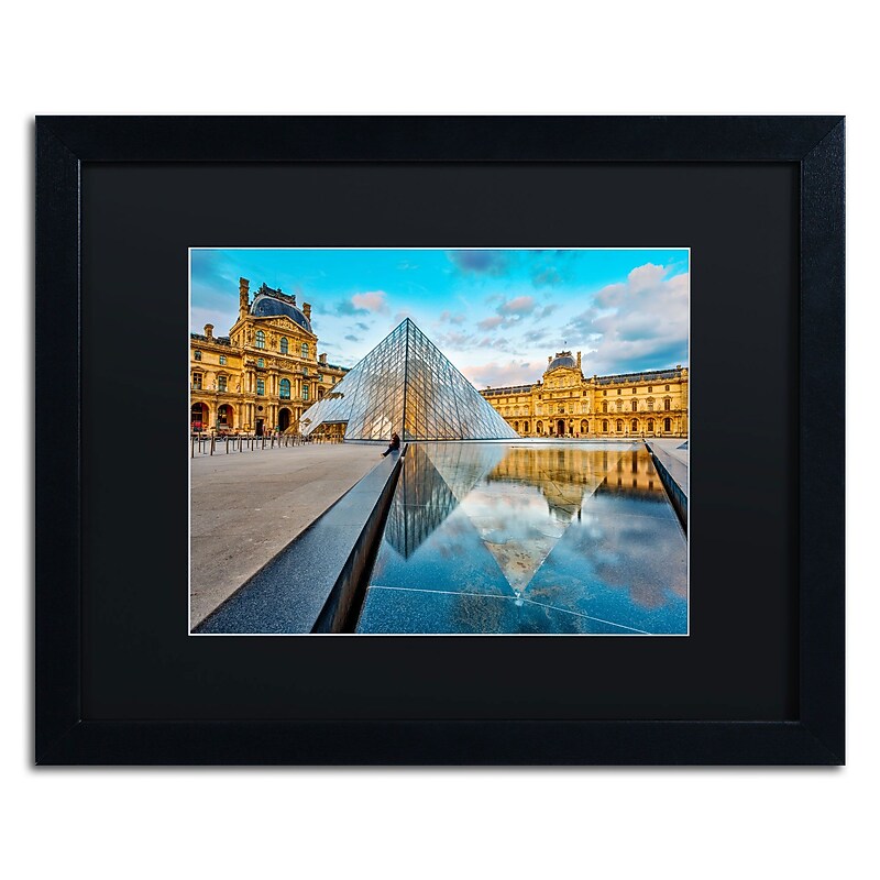 Trademark Fine Art RV0023-B1620BMF "Symetrie du Louvre" by Mathieu Rivrin 16" x 20" FRM Art, BLK MTD image 1