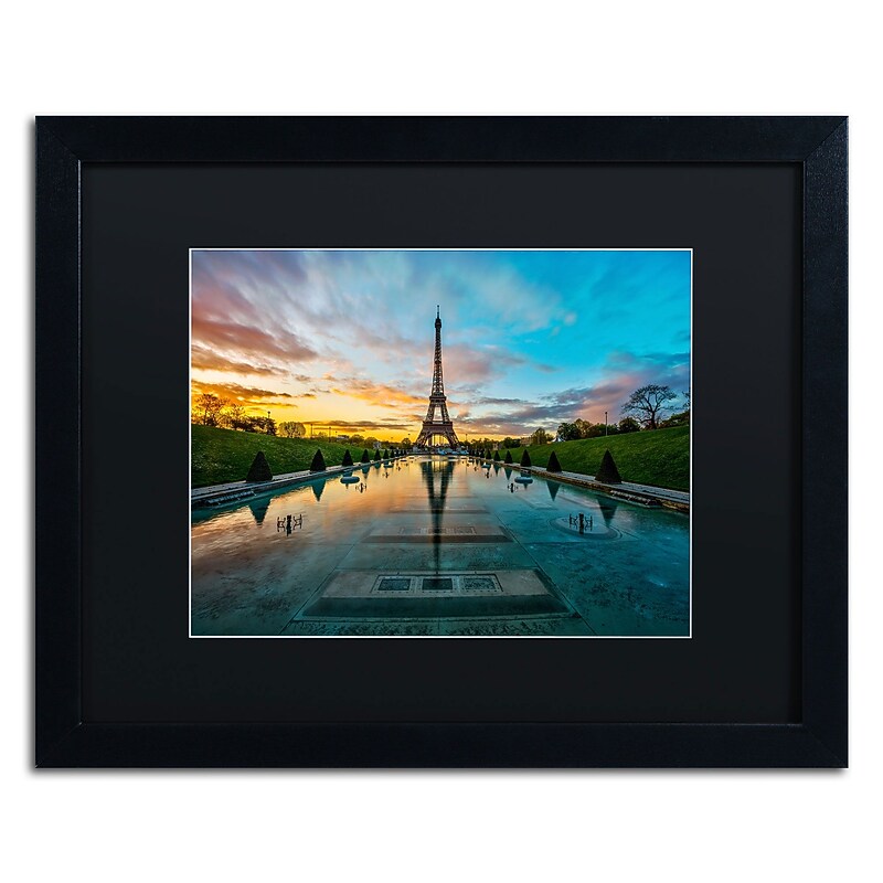 Trademark Fine Art RV0022-B1620BMF "Sunrise in Paris" by Mathieu Rivrin 16" x 20" FRM Art, BLK MTD image 1