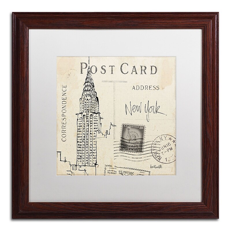 Trademark Fine Art WAP0090-W1616MF Postcard Sketches I' by Anne Tavoletti 16x16 FRM Art, WHT MTD image 1