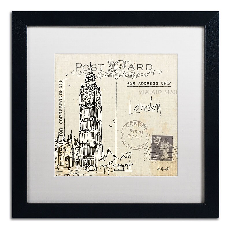 Trademark Fine Art WAP0091-B1616MF Postcard Sketches II by Anne Tavoletti 16x16 FRM Art, WHT MTD image 1