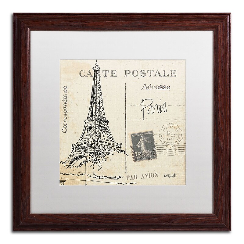 Trademark Fine Art WAP0092-W1616MF Postcard Sketches II by Anne Tavoletti 16x16 FRM Art, WHT MTD image 1