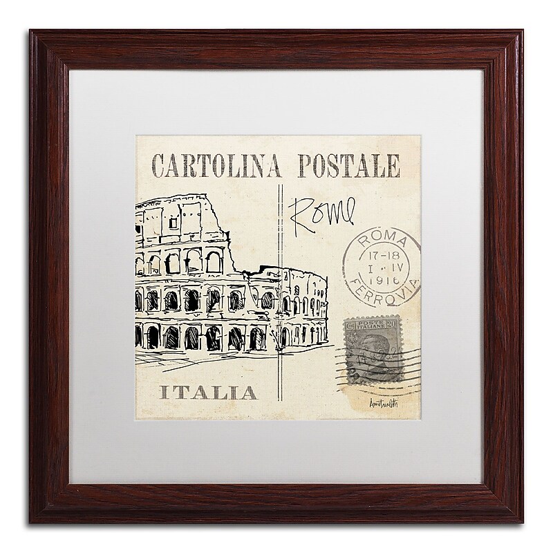 Trademark Fine Art WAP0093-W1616MF Postcard Sketches IV by Anne Tavoletti 16x16 FRM Art, WHT MTD image 1