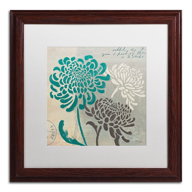 Trademark Fine Art WAP0134-W1616MF Chrysanthemums I by Wellington Studio 16x16 FRM Art, WHT MTD image 1