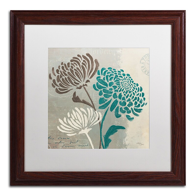 Trademark Fine Art WAP0135-W1616MF Chrysanthemums II by Wellington Studio 16x16 FRM Art, WHT MTD image 1