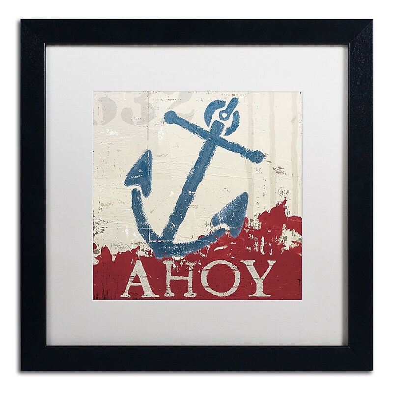 Trademark Fine Art WAP0139-B1616MF "Nautical IV Red" by Wellington Studio 16" x 16" FRM Art, WHT MTD image 1