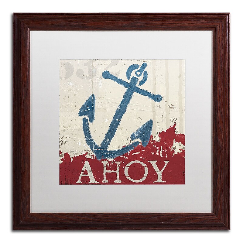 Trademark Fine Art WAP0139-W1616MF "Nautical IV Red" by Wellington Studio 16" x 16" FRM Art, WHT MTD image 1