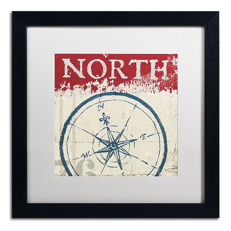 Trademark Fine Art WAP0136-B1616MF "Nautical I Red" by Wellington Studio 16" x 16" FRM Art, WHT MTD image 1
