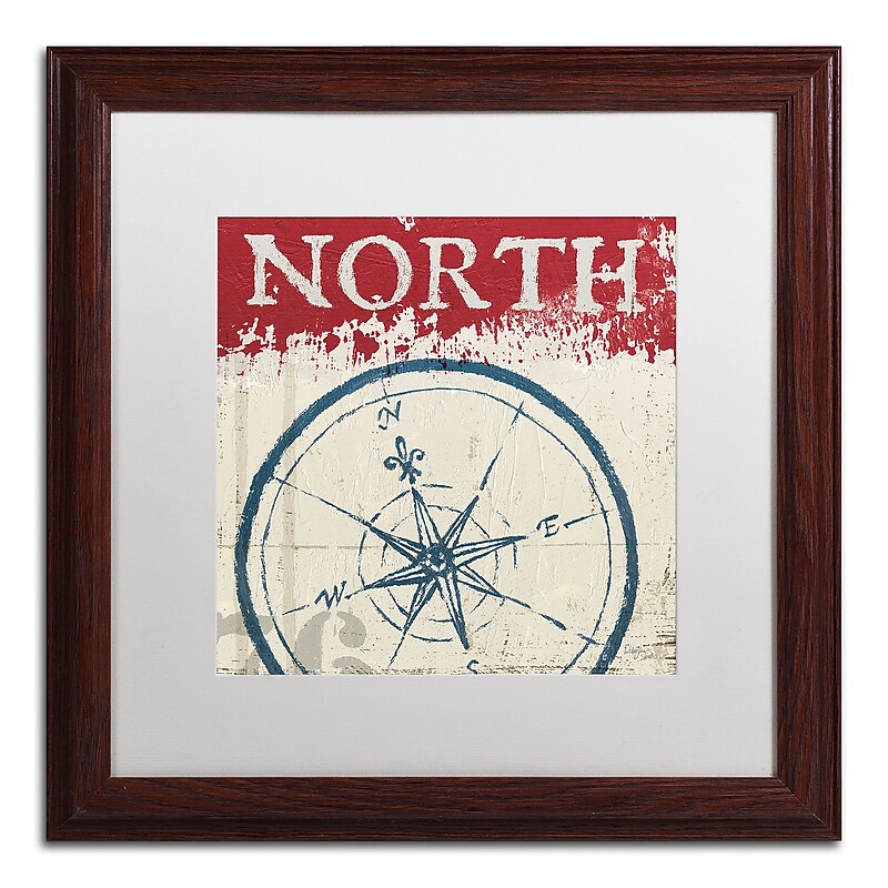 Trademark Fine Art WAP0136-W1616MF "Nautical I Red" by Wellington Studio 16" x 16" FRM Art, WHT MTD image 1