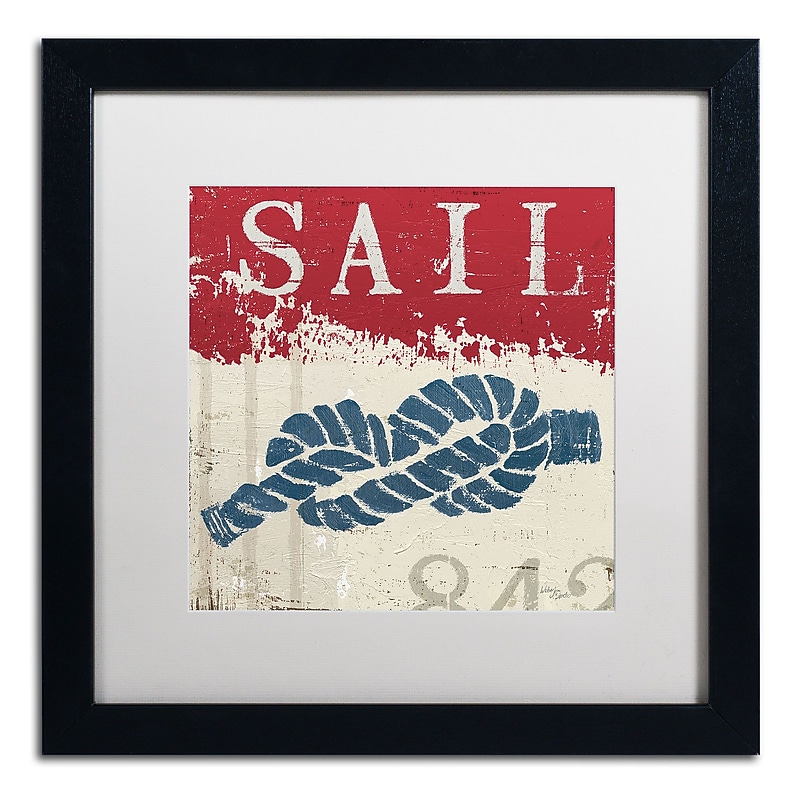 Trademark Fine Art WAP0138-B1616MF Nautical III Red by Wellington Studio 16x16 FRM Art, WHT MTD image 1