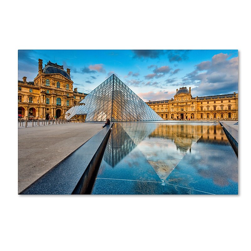 Trademark Fine Art RV0023-C1624GG "Symetrie du Louvre" by Mathieu Rivrin 16" x 24" Frameless Art image 1