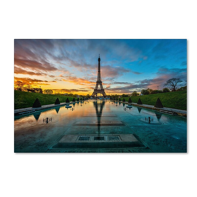 Trademark Fine Art RV0022-C2232GG "Sunrise in Paris" by Mathieu Rivrin 22" x 32" Frameless Art image 1