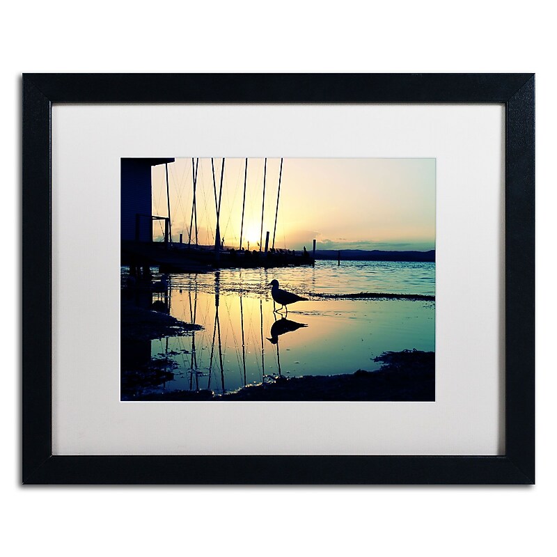 Trademark Fine Art BC0130-B1620MF Lonely at Sunset by Beata Czyzowska Young 16x20 FRM Art, WHT MTD image 1