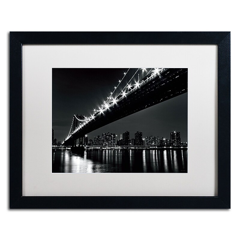 Trademark Fine Art WAP0113-B1620MF Manhattan Bridge by Katherine Gendreau 16x20 FRM Art, WHT MTD image 1